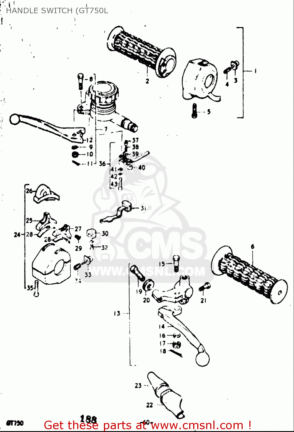 HANDLE SWITCH (GT750L GT750 1973 1974 1975 1976 1977 (K) (L) (M) (A) (B) USA (E03)