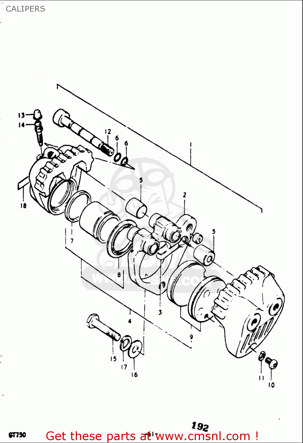 CALIPERS GT750 1973 1974 1975 1976 1977 (K) (L) (M) (A) (B) USA (E03)