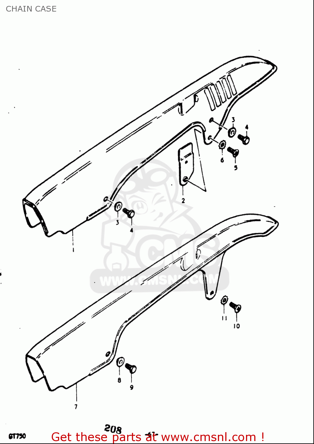 CHAIN CASE GT750 1973 1974 1975 1976 1977 (K) (L) (M) (A) (B) USA (E03)