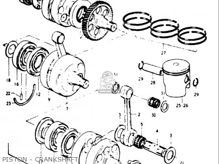 PISTON - CRANKSHAFT - GT750 1973 1974 1975 1976 1977 (K) (L) (M) (A) (B) USA (E03)