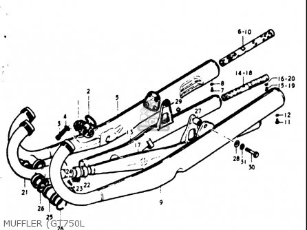 MUFFLER (GT750L - GT750 1973 1974 1975 1976 1977 (K) (L) (M) (A) (B) USA (E03)