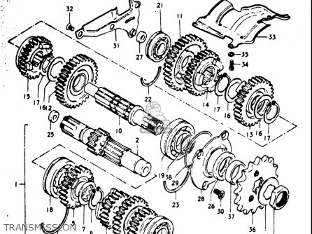 TRANSMISSION - GT750 1973 1974 1975 1976 1977 (K) (L) (M) (A) (B) USA (E03)