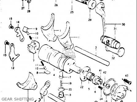 GEAR SHIFTING - GT750 1973 1974 1975 1976 1977 (K) (L) (M) (A) (B) USA (E03)