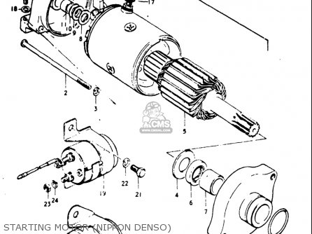 STARTING MOTOR (NIPPON DENSO) - GT750 1973 1974 1975 1976 1977 (K) (L) (M) (A) (B) USA (E03)