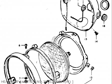 HEADLAMP [ UP TO F.NO.37422 (GT750K) ] - GT750 1973 1974 1975 1976 1977 (K) (L) (M) (A) (B) USA (E03)
