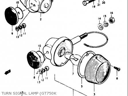 TURN SIGNAL LAMP (GT750K - GT750 1973 1974 1975 1976 1977 (K) (L) (M) (A) (B) USA (E03)