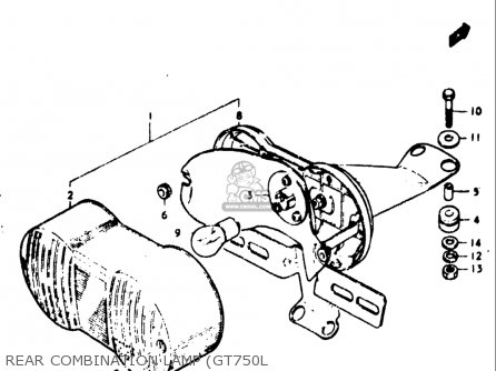 REAR COMBINATION LAMP (GT750L - GT750 1973 1974 1975 1976 1977 (K) (L) (M) (A) (B) USA (E03)