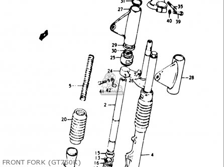 FRONT FORK (GT750K) - GT750 1973 1974 1975 1976 1977 (K) (L) (M) (A) (B) USA (E03)