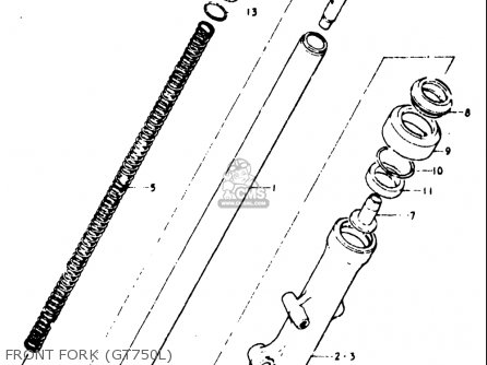 FRONT FORK (GT750L) - GT750 1973 1974 1975 1976 1977 (K) (L) (M) (A) (B) USA (E03)