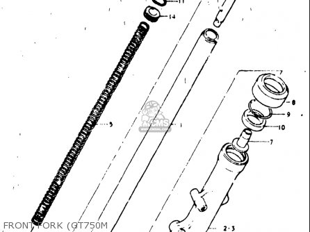 FRONT FORK (GT750M - GT750 1973 1974 1975 1976 1977 (K) (L) (M) (A) (B) USA (E03)