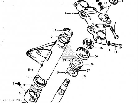 STEERING STEM - GT750 1973 1974 1975 1976 1977 (K) (L) (M) (A) (B) USA (E03)