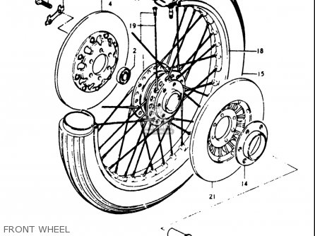 FRONT WHEEL - GT750 1973 1974 1975 1976 1977 (K) (L) (M) (A) (B) USA (E03)