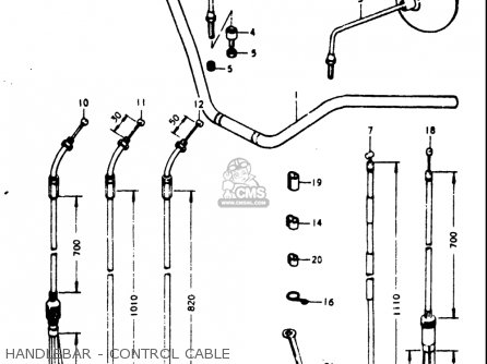 HANDLEBAR - CONTROL CABLE - GT750 1973 1974 1975 1976 1977 (K) (L) (M) (A) (B) USA (E03)