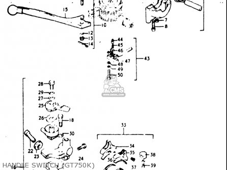 HANDLE SWITCH (GT750K) - GT750 1973 1974 1975 1976 1977 (K) (L) (M) (A) (B) USA (E03)