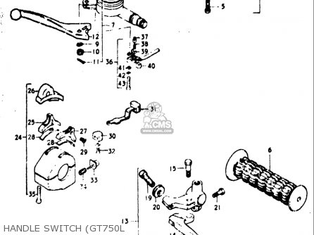 HANDLE SWITCH (GT750L - GT750 1973 1974 1975 1976 1977 (K) (L) (M) (A) (B) USA (E03)
