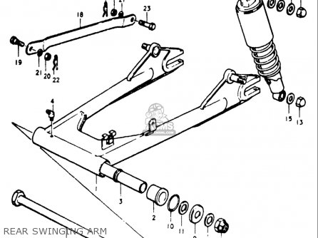REAR SWINGING ARM - GT750 1973 1974 1975 1976 1977 (K) (L) (M) (A) (B) USA (E03)