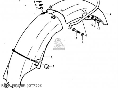 REAR FENDER (GT750K - GT750 1973 1974 1975 1976 1977 (K) (L) (M) (A) (B) USA (E03)