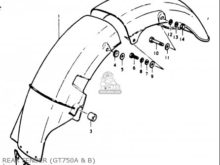 REAR FENDER (GT750A & B) - GT750 1973 1974 1975 1976 1977 (K) (L) (M) (A) (B) USA (E03)