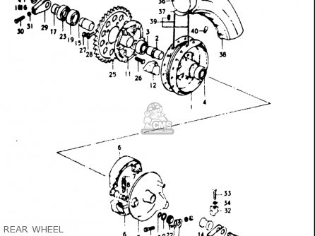 REAR WHEEL - GT750 1973 1974 1975 1976 1977 (K) (L) (M) (A) (B) USA (E03)
