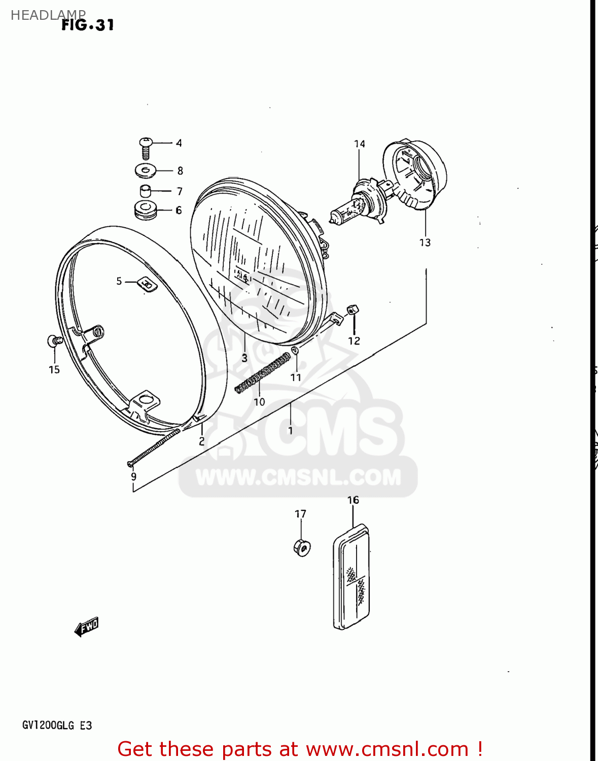 HEADLAMP GV1200GLF MADURA 1985 (F) USA (E03)