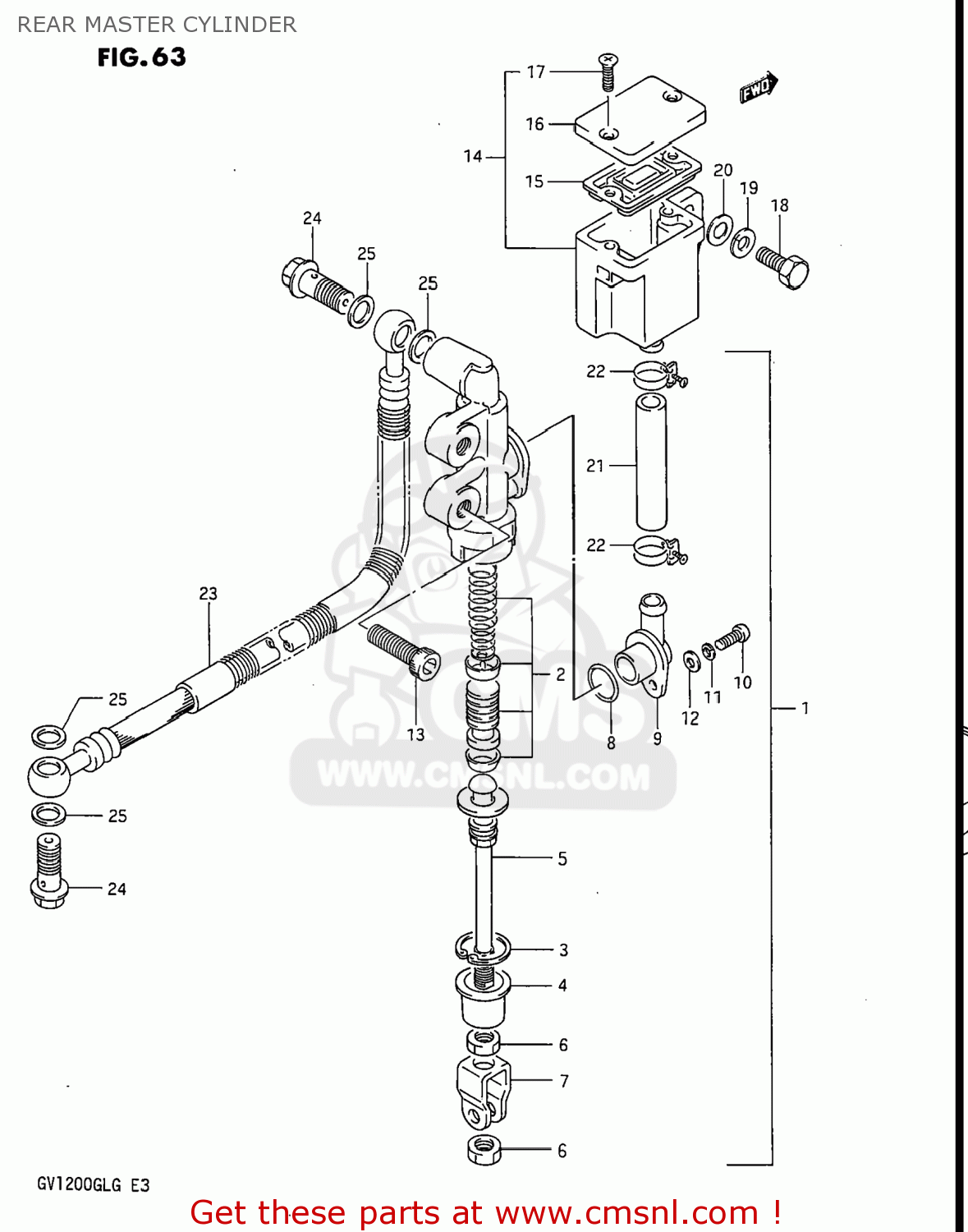 REAR MASTER CYLINDER GV1200GLF MADURA 1985 (F) USA (E03)