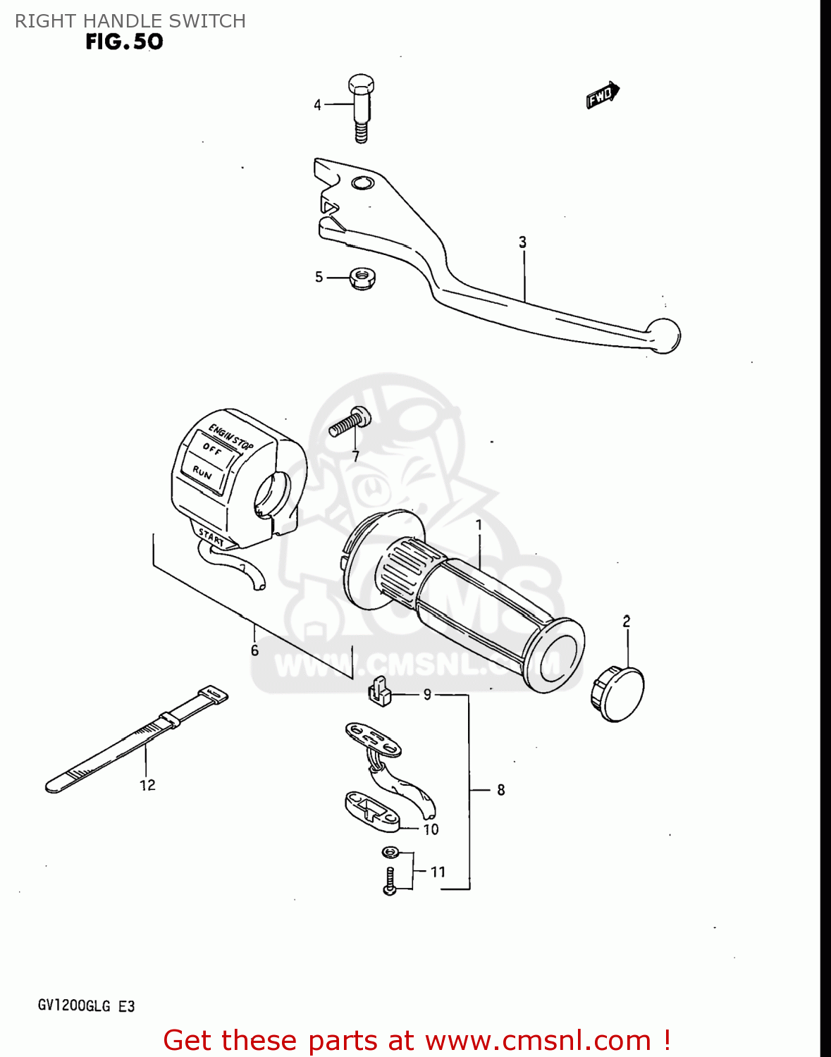 RIGHT HANDLE SWITCH GV1200GLF MADURA 1985 (F) USA (E03)