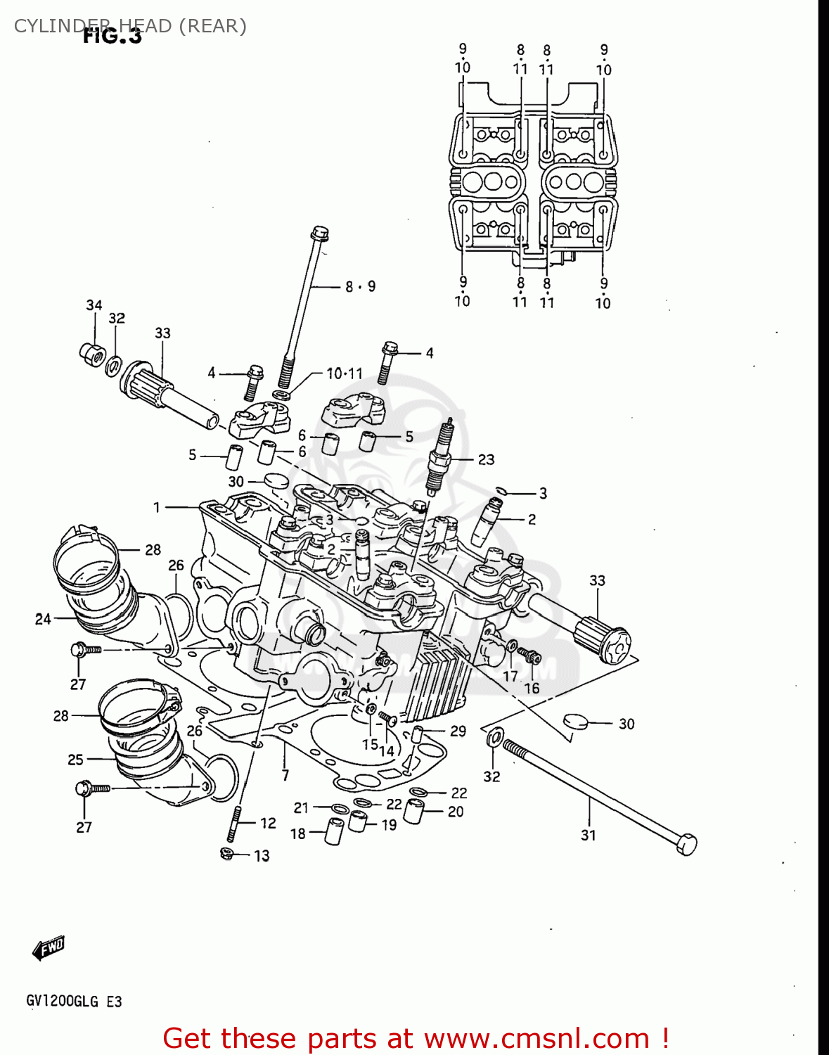 CYLINDER HEAD (REAR) GV1200GLF MADURA 1986 (G) USA (E03)