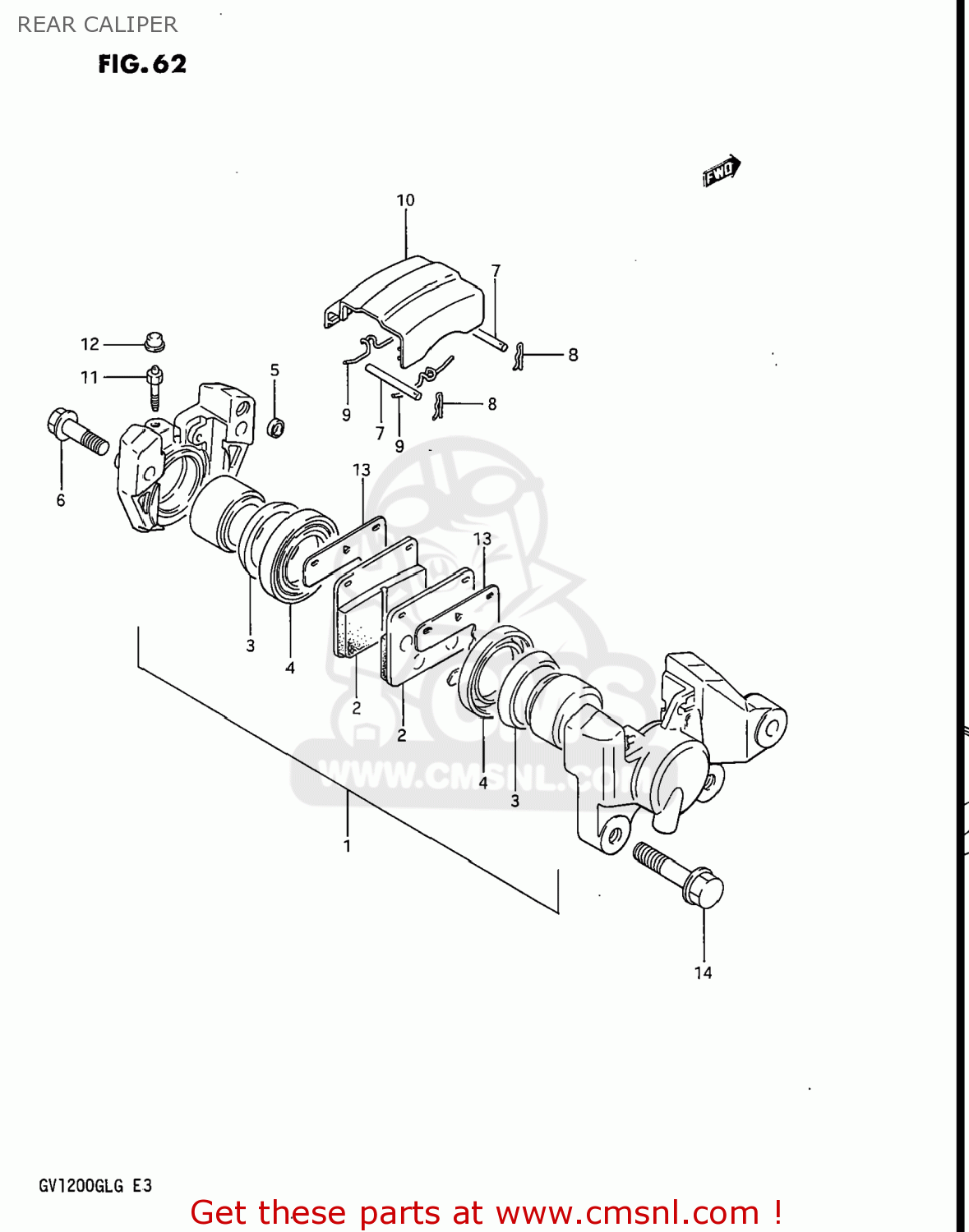 REAR CALIPER GV1200GLF MADURA 1986 (G) USA (E03)