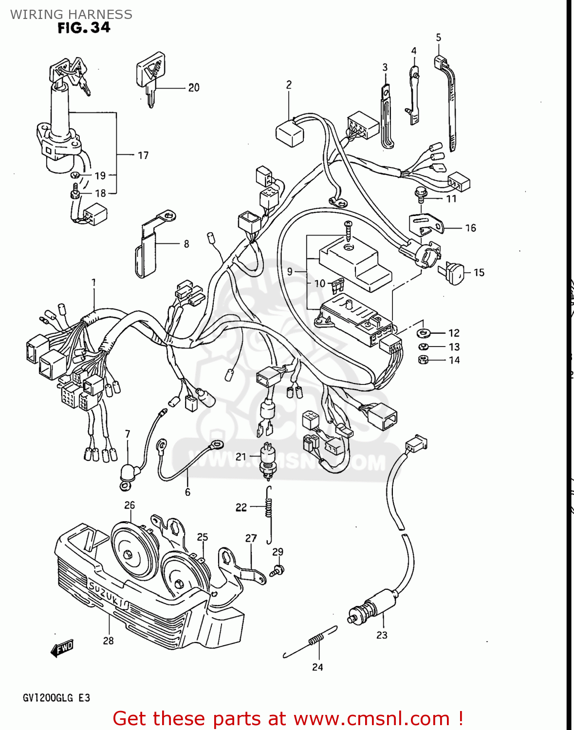 Suzuki GV1200GLF2 MADURA 1985 (F) USA (E03) WIRING HARNESS - buy ...