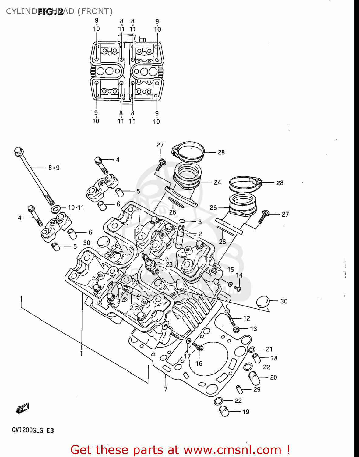 CYLINDER HEAD (FRONT) GV1200GLF2 MADURA 1985 (F) USA (E03)
