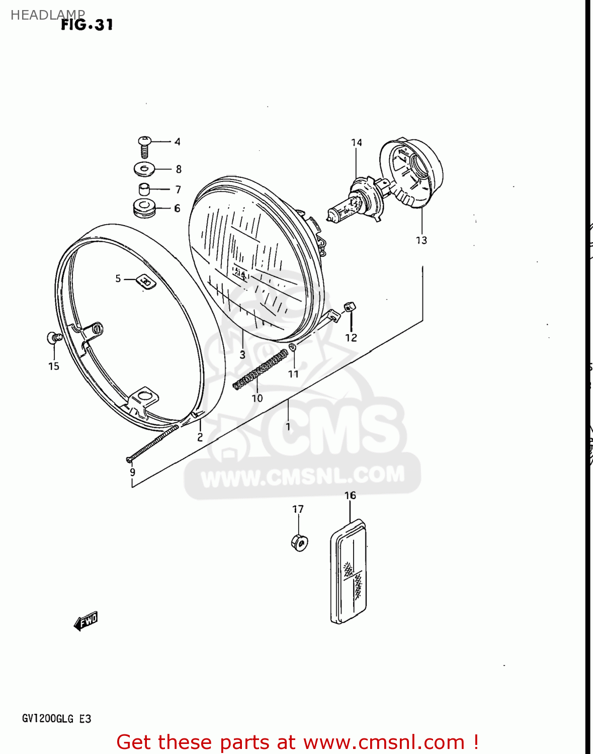 HEADLAMP GV1200GLF2 MADURA 1985 (F) USA (E03)