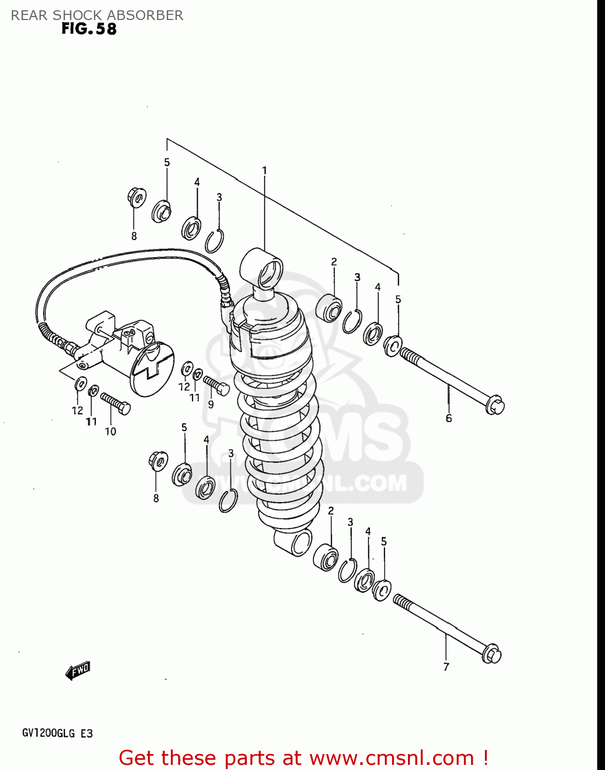 REAR SHOCK ABSORBER GV1200GLF2 MADURA 1985 (F) USA (E03)