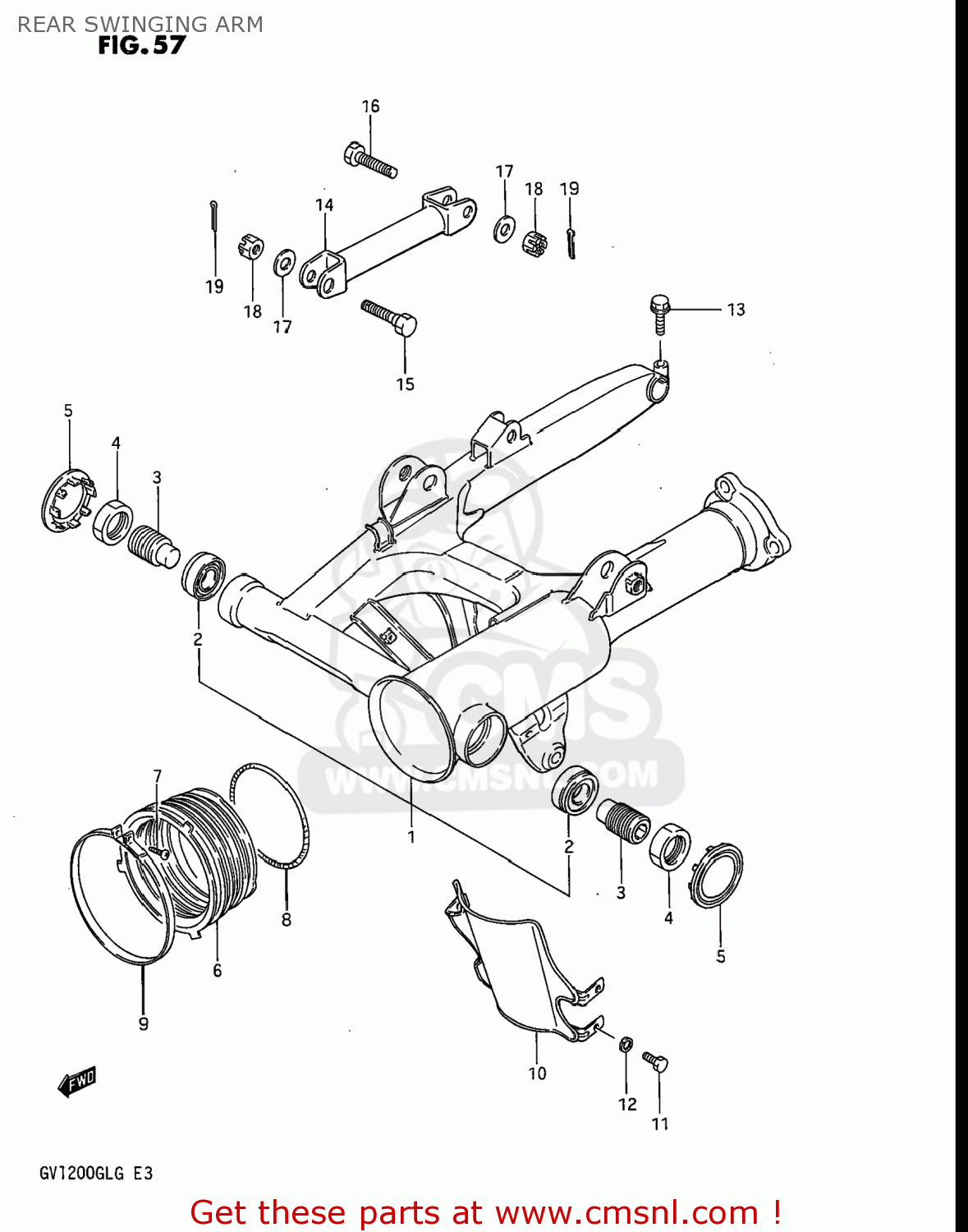 REAR SWINGING ARM GV1200GLF2 MADURA 1985 (F) USA (E03)