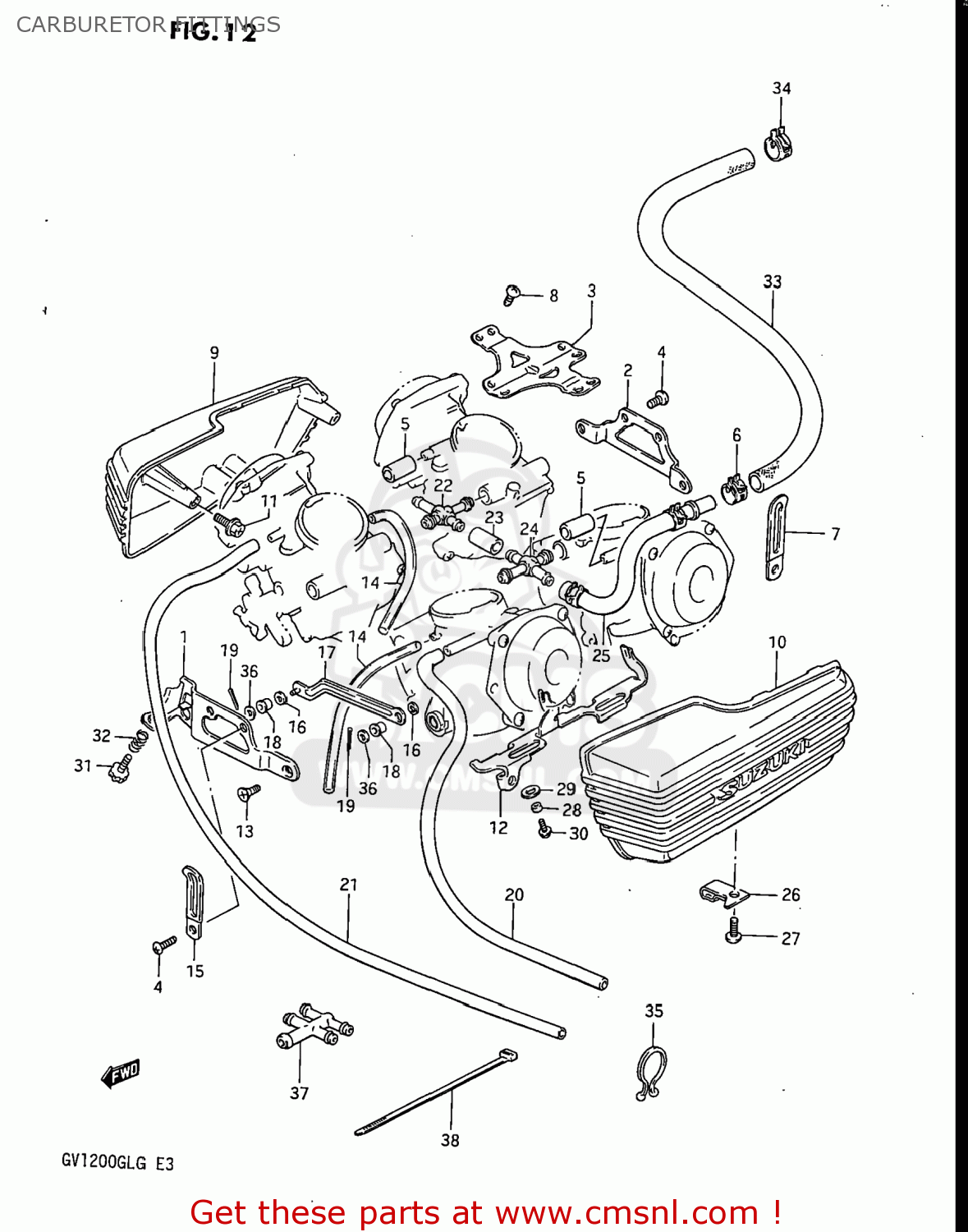 CARBURETOR FITTINGS GV1200GLG MADURA 1985 (F) USA (E03)