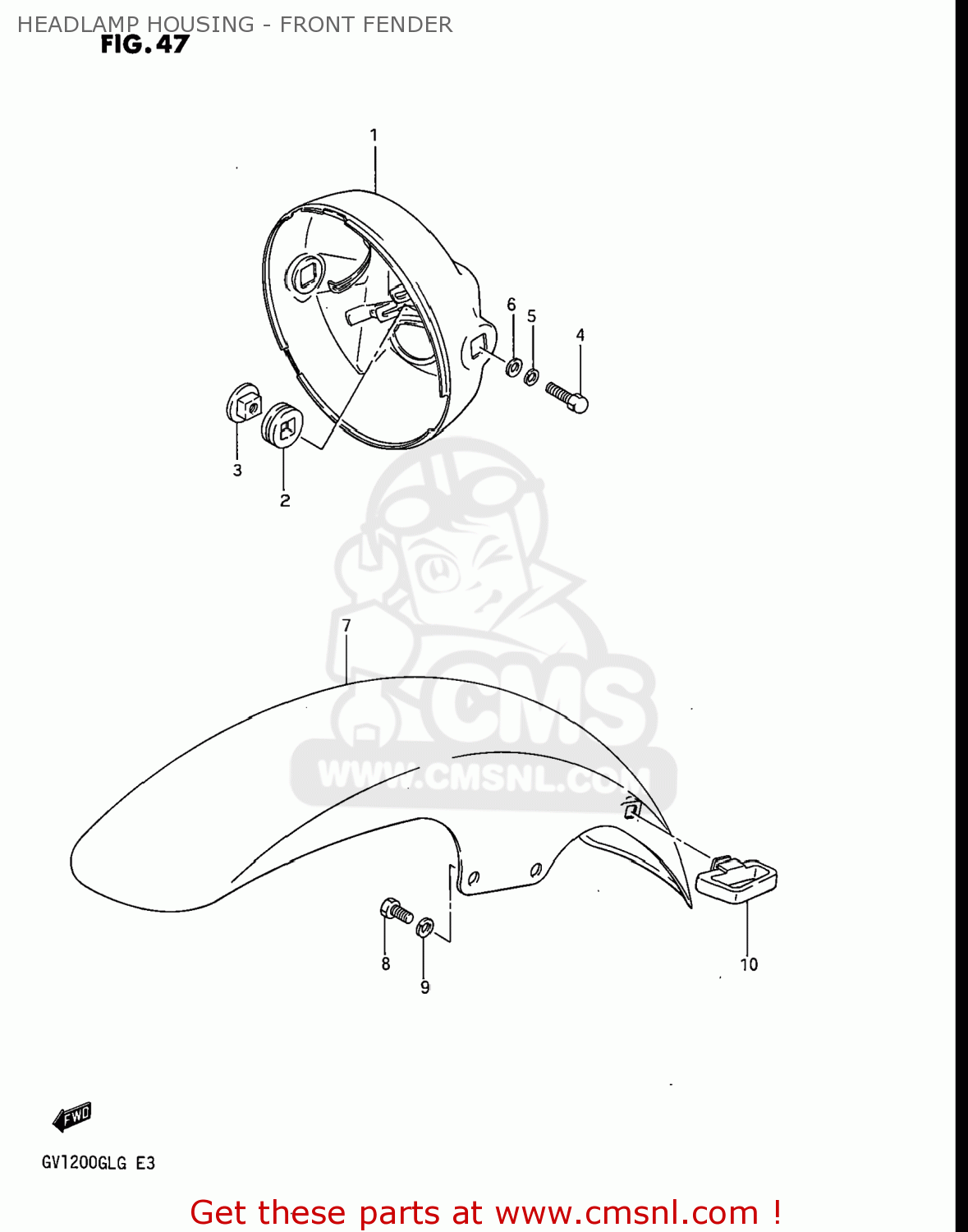 HEADLAMP HOUSING - FRONT FENDER GV1200GLG MADURA 1985 (F) USA (E03)