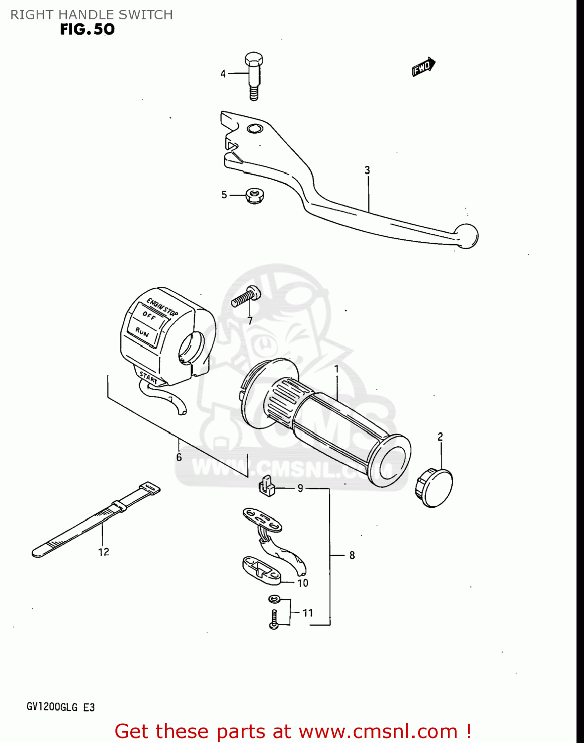 RIGHT HANDLE SWITCH GV1200GLG MADURA 1985 (F) USA (E03)