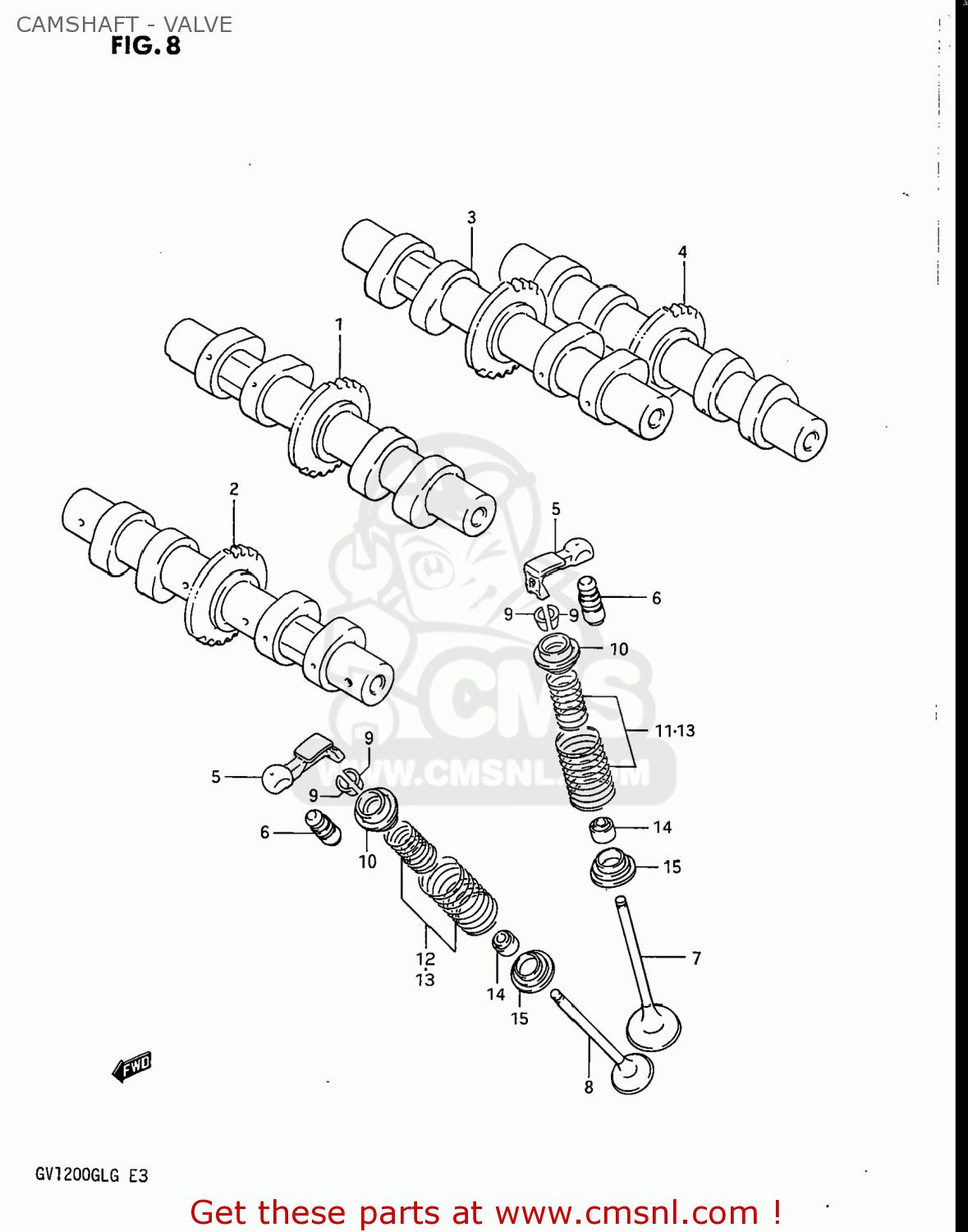 CAMSHAFT - VALVE GV1200GLG MADURA 1986 (G) USA (E03)