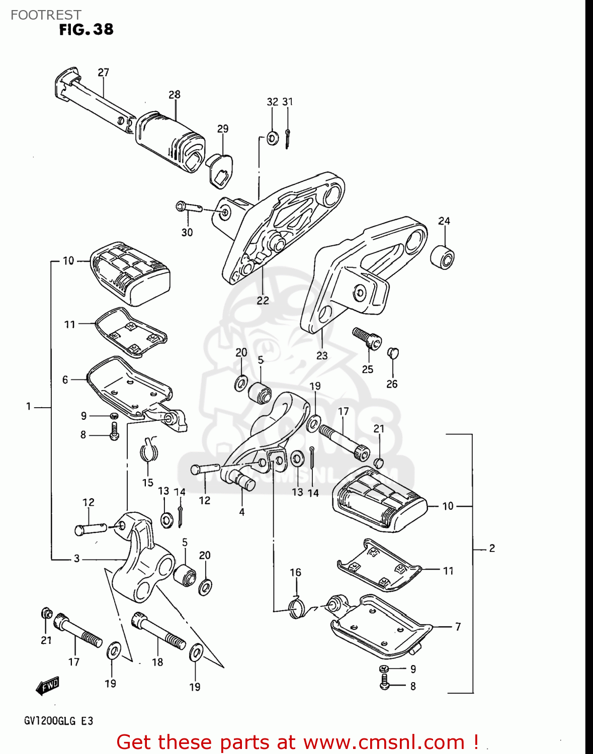FOOTREST GV1200GLG MADURA 1986 (G) USA (E03)