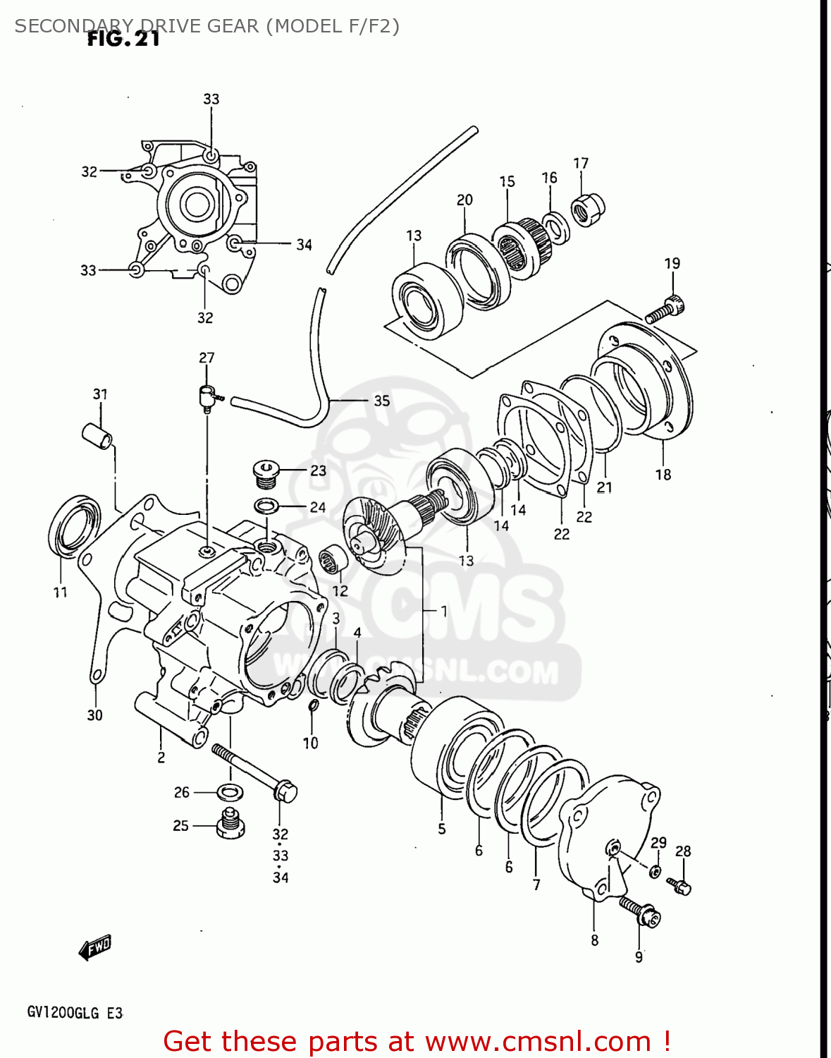 SECONDARY DRIVE GEAR (MODEL F/F2) GV1200GLG MADURA 1986 (G) USA (E03)