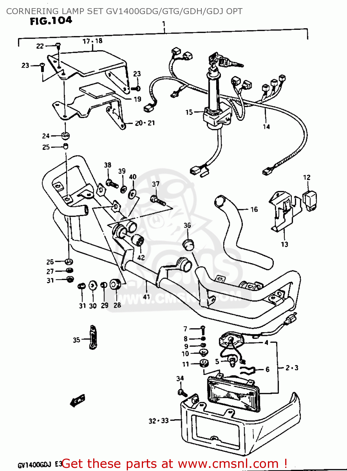 CORNERING LAMP SET GV1400GDG/GTG/GDH/GDJ OPT GV1400GC 1986 (G) (E01)