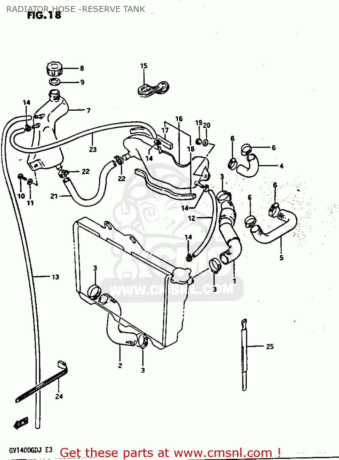 RADIATOR HOSE -RESERVE TANK GV1400GC 1986 (G) (E01)
