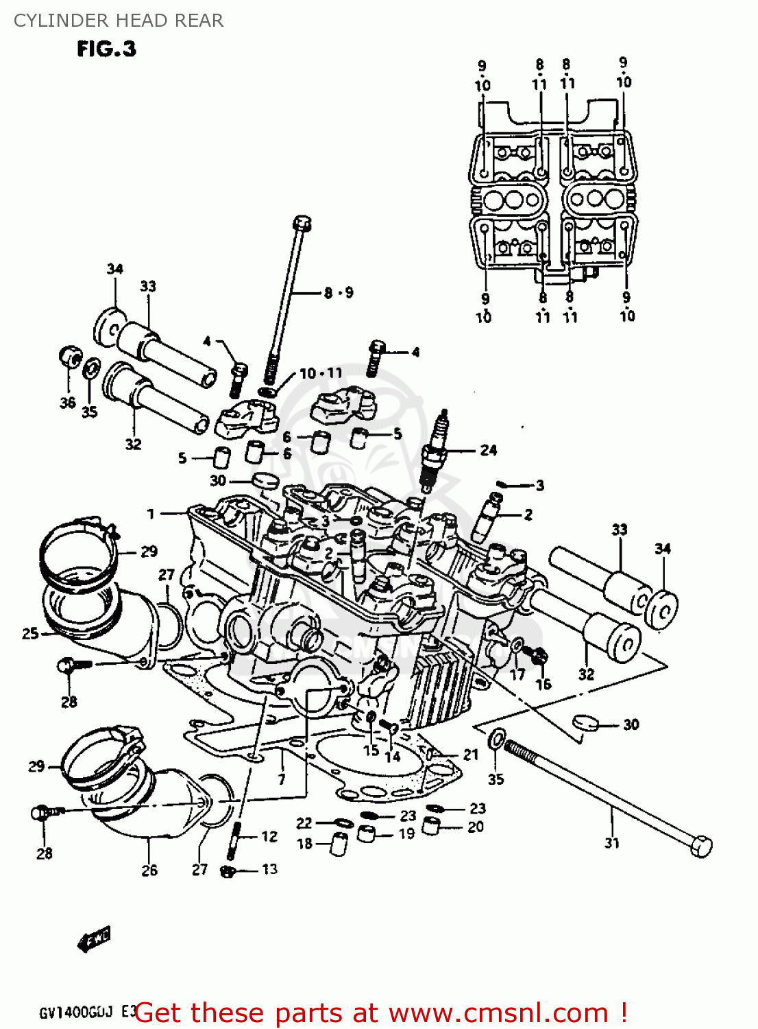 CYLINDER HEAD REAR GV1400GC 1986 (G) (E01)