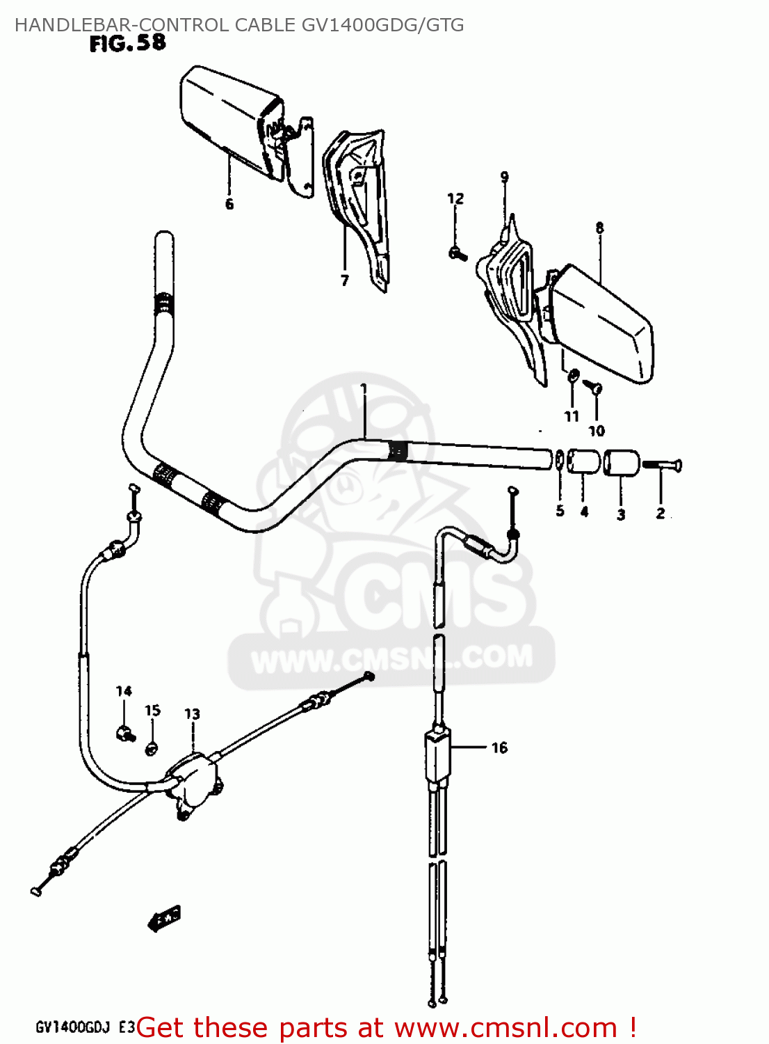 HANDLEBAR-CONTROL CABLE GV1400GDG/GTG GV1400GC 1986 (G) (E01)