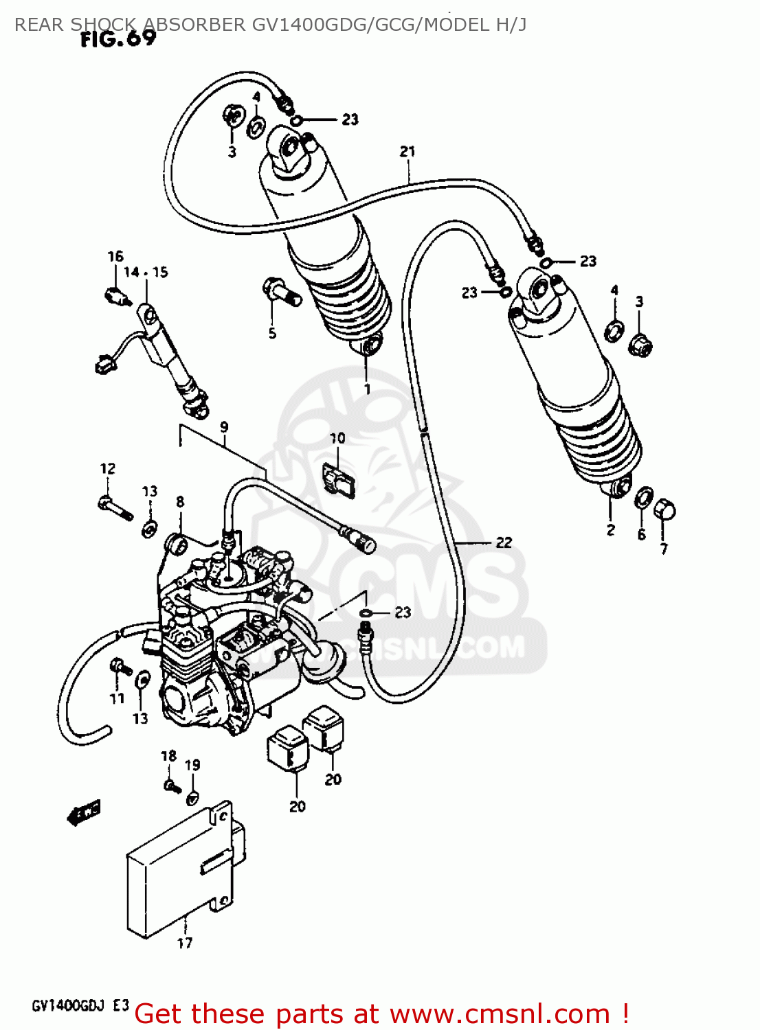 REAR SHOCK ABSORBER GV1400GDG/GCG/MODEL H/J GV1400GC 1986 (G) (E01)