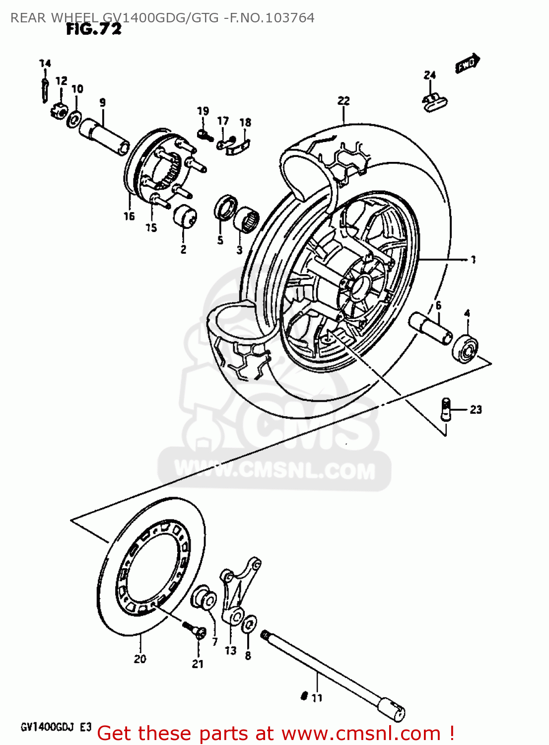 REAR WHEEL GV1400GDG/GTG -F.NO.103764 GV1400GC 1986 (G) (E01)