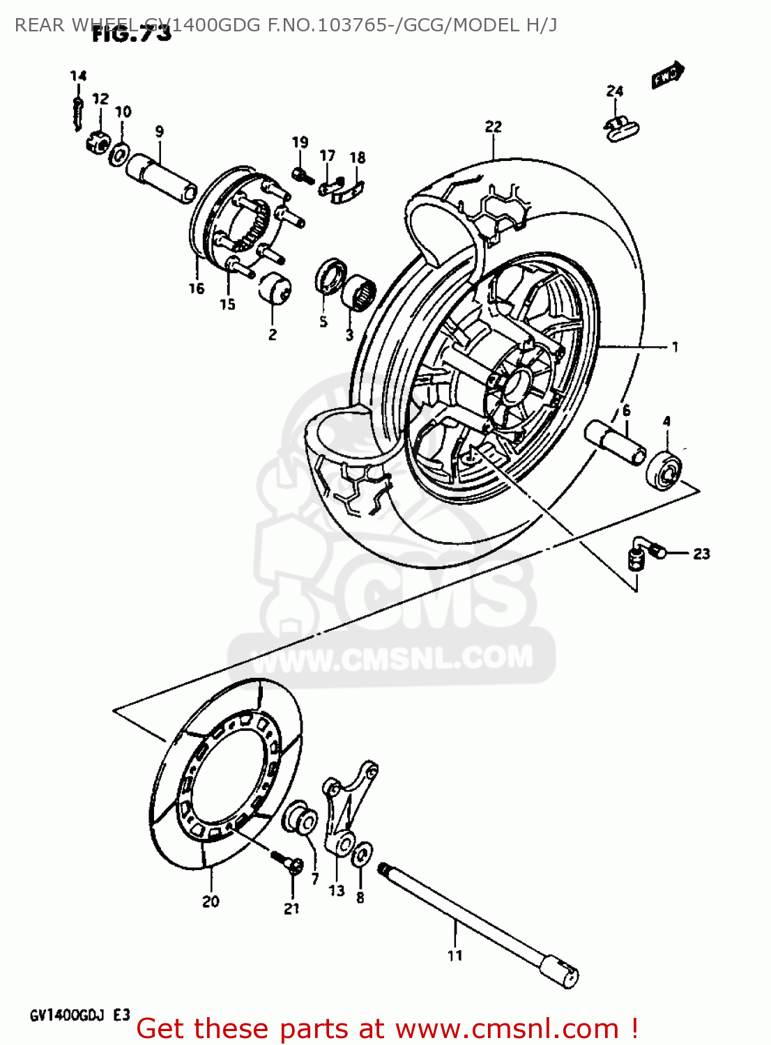 REAR WHEEL GV1400GDG F.NO.103765-/GCG/MODEL H/J GV1400GC 1986 (G) (E01)