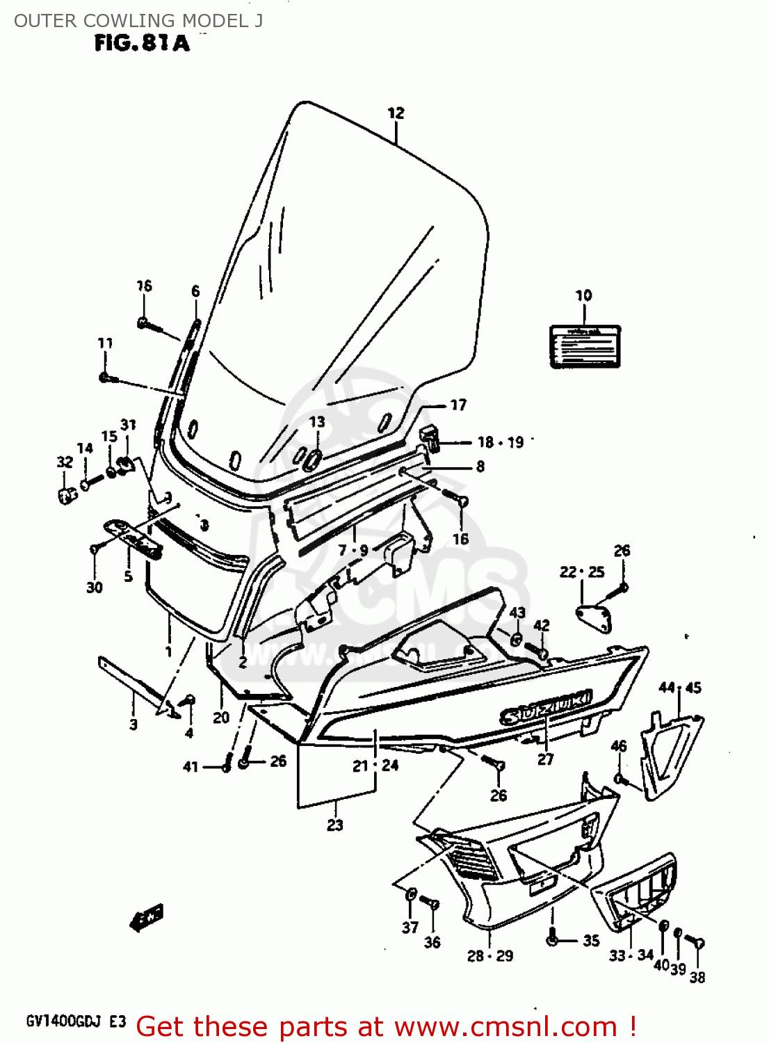 OUTER COWLING MODEL J GV1400GC 1986 (G) (E01)
