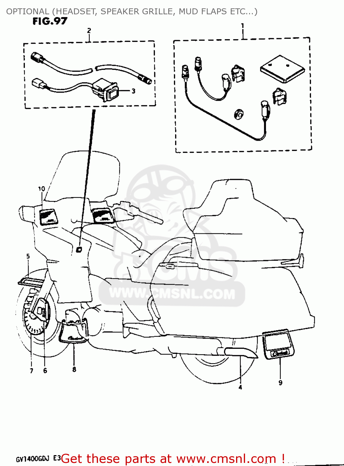 OPTIONAL (HEADSET, SPEAKER GRILLE, MUD FLAPS ETC...) GV1400GC 1986 (G) (E01)