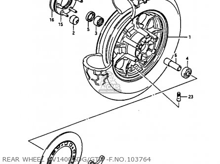 REAR WHEEL GV1400GDG/GTG -F.NO.103764 - GV1400GC 1986 (G) (E01)