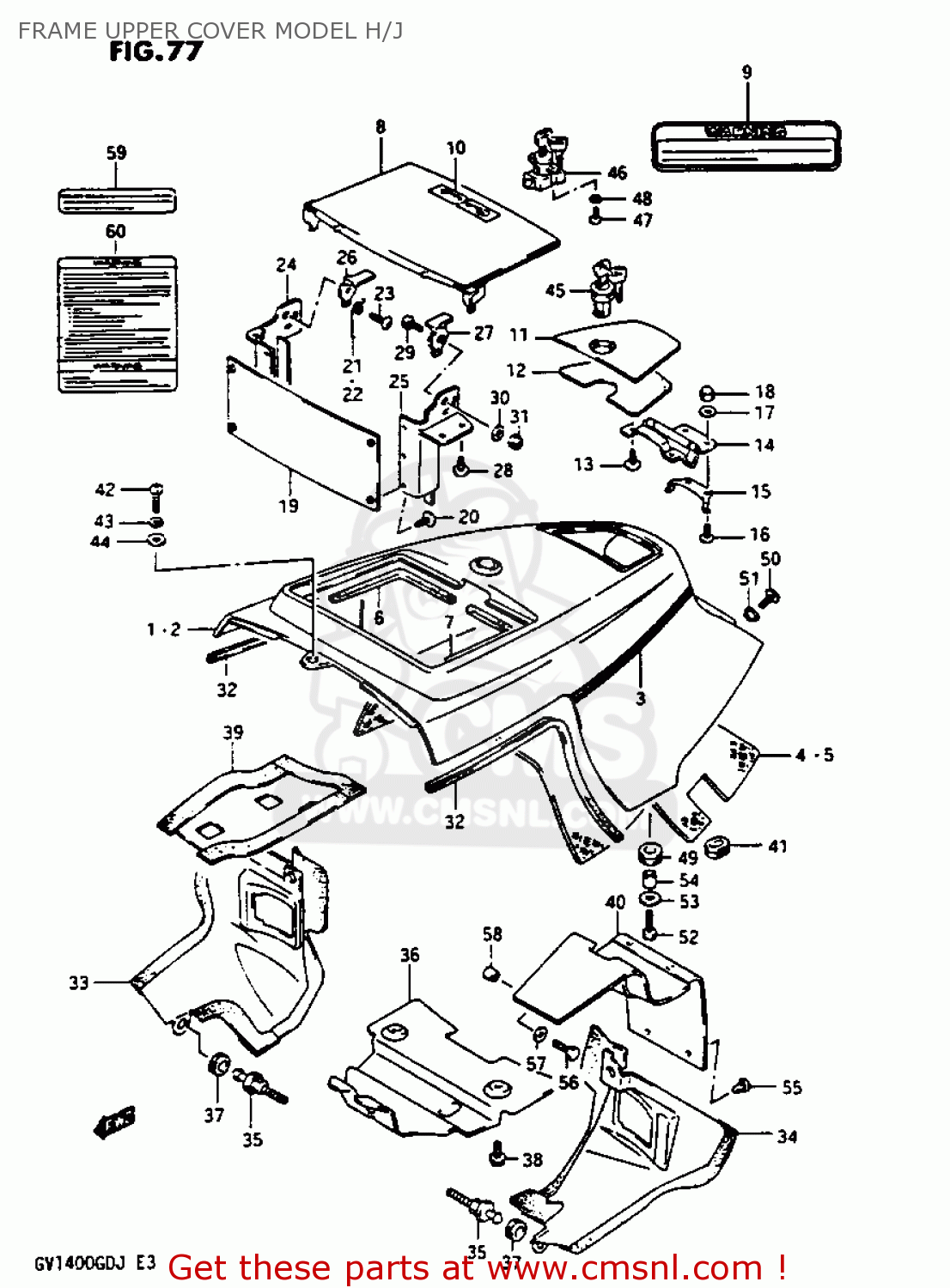 Suzuki GV1400GC 1987 (H) (E01) FRAME UPPER COVER MODEL H/J - buy ...